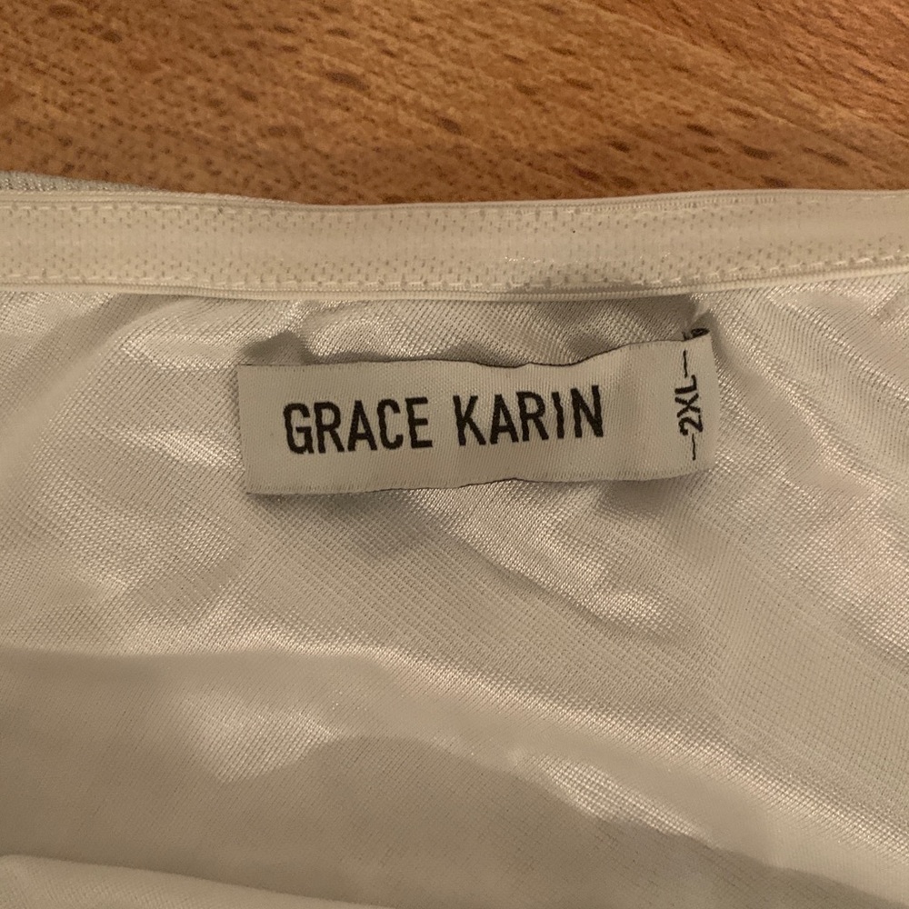 Grace Karin white one shoulder silver dress